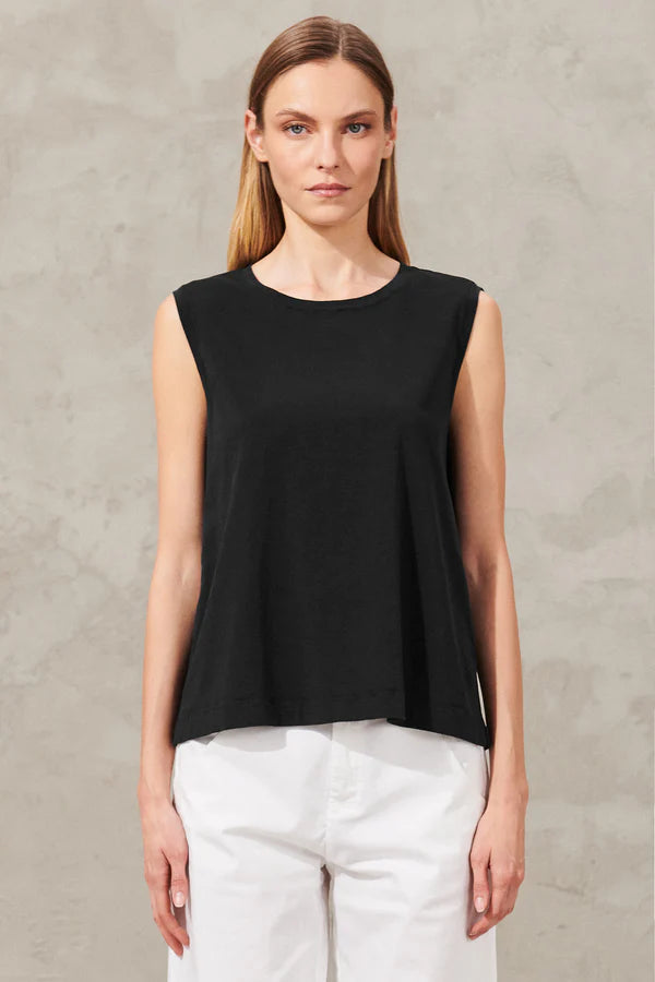 TRANSIT STRETCH COTTON JERSEY TOP IN BLACK