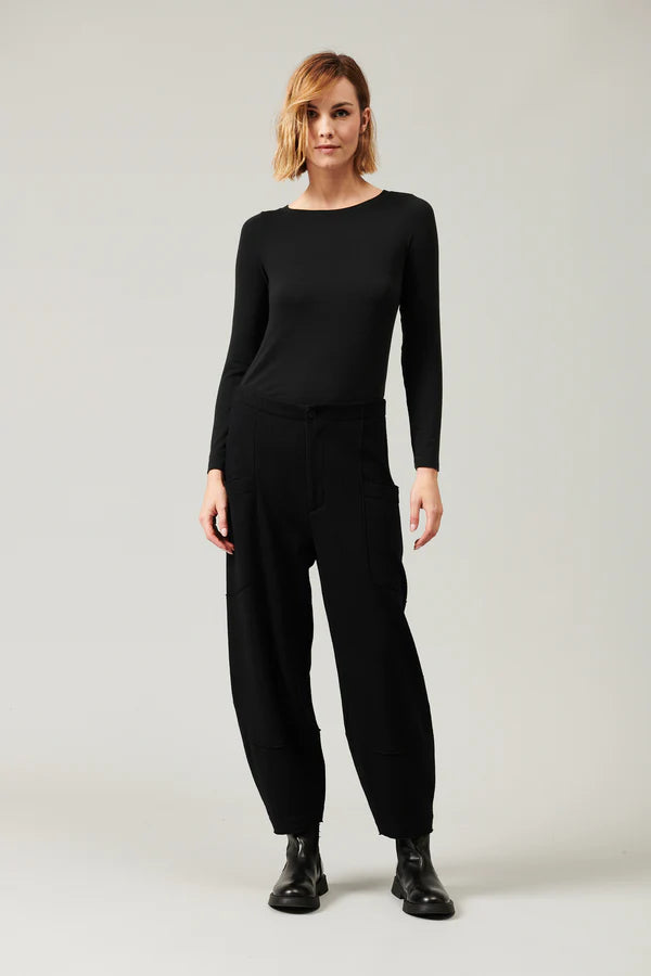 TRANSIT WIDE WOOL CLOTH TROUSERS IN BLACK