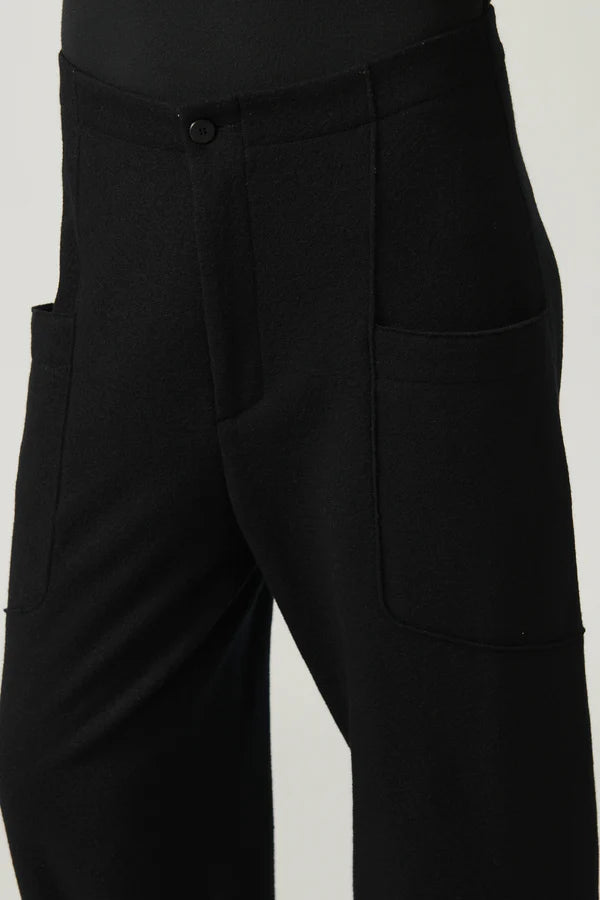 TRANSIT WIDE WOOL CLOTH TROUSERS IN BLACK