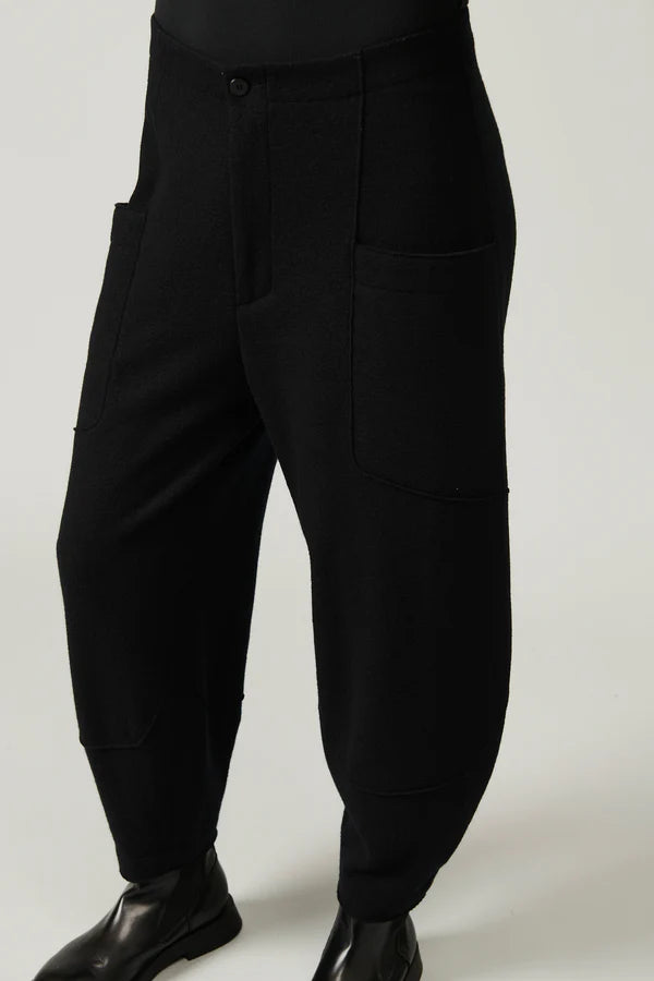 TRANSIT WIDE WOOL CLOTH TROUSERS IN BLACK