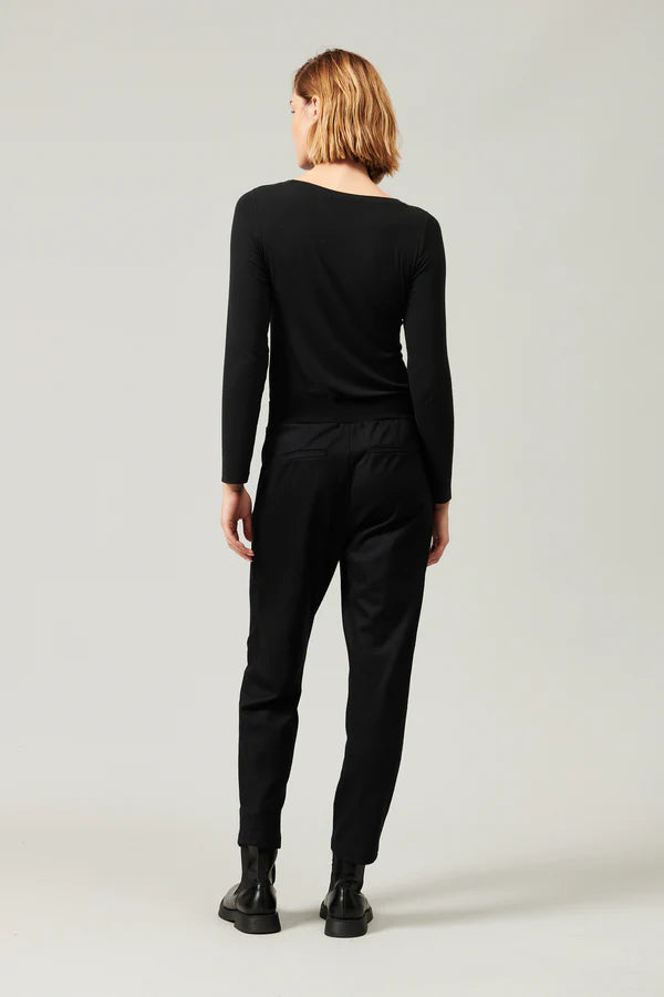 TRANSIT REGULAR FIT PANTS IN BOILED WOOL KNIT - BLACK