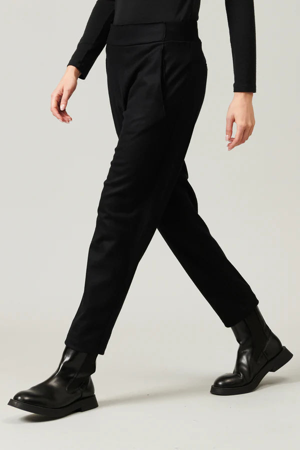 TRANSIT REGULAR FIT PANTS IN BOILED WOOL KNIT - BLACK