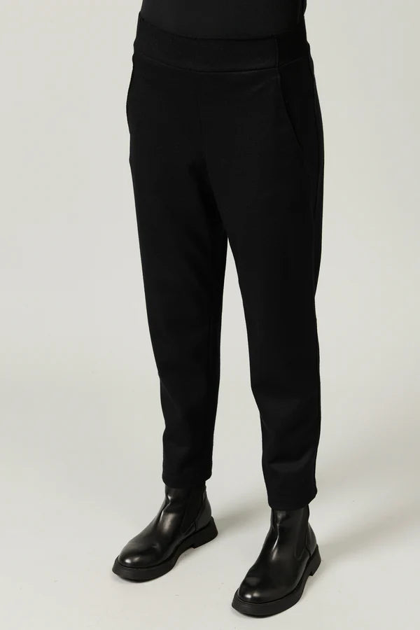 TRANSIT REGULAR FIT PANTS IN BOILED WOOL KNIT - BLACK