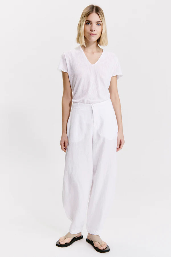 TRANSIT LINEN TROUSERS WITH SLASH POCKETS IN WHITE
