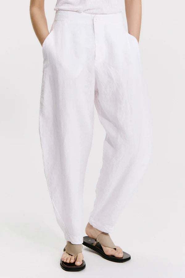 TRANSIT LINEN TROUSERS WITH SLASH POCKETS IN WHITE