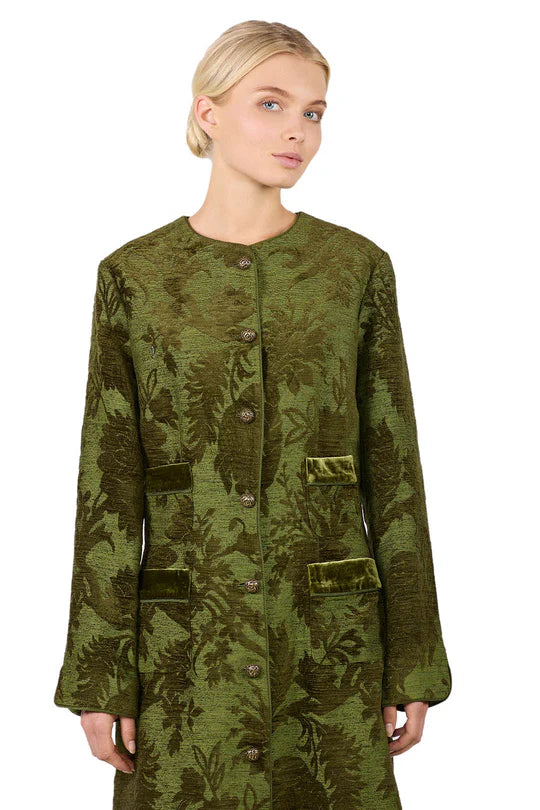 FOR RESTLESS SLEEPERS ARGIA IN JACQUARD GREEN VELVET