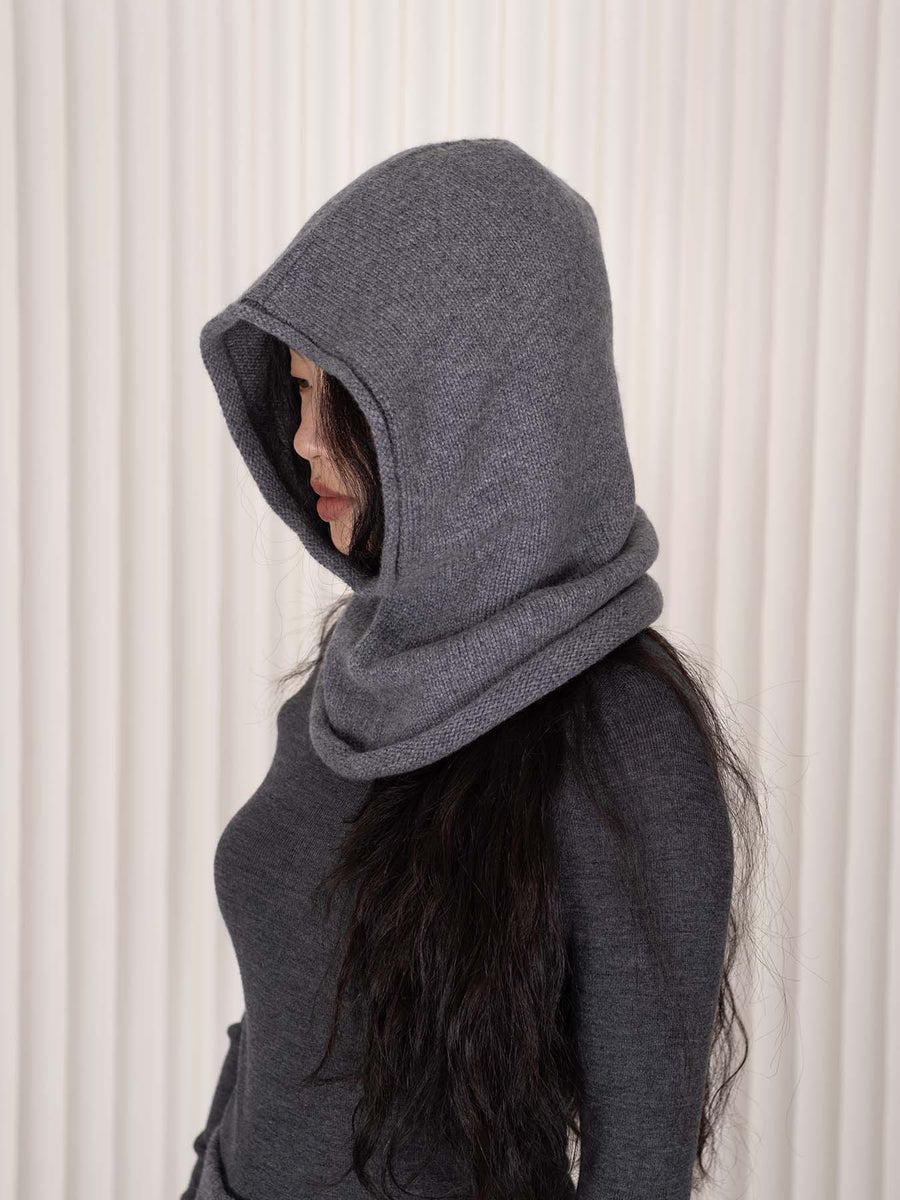 OATS & RICE CASHMERE ROLLED EDGE BALACLAVA IN GREY