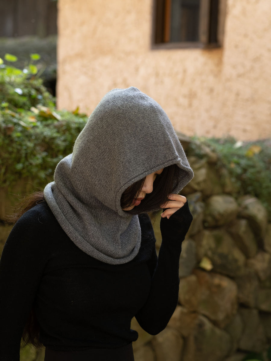 OATS & RICE CASHMERE ROLLED EDGE BALACLAVA IN GREY