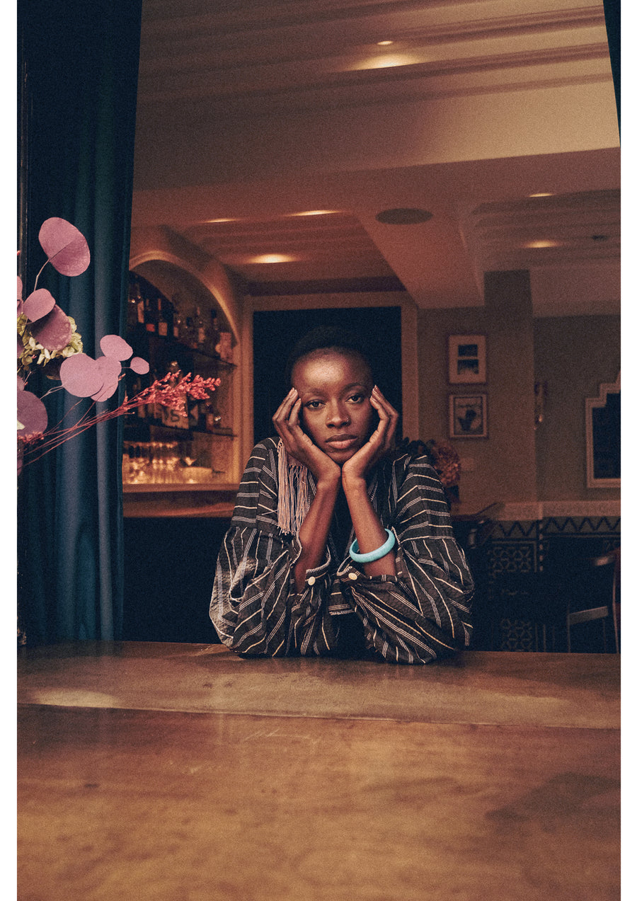 CLARAMONTE DELICE LAVALLIERE BLOUSE IN CHOCOLATE