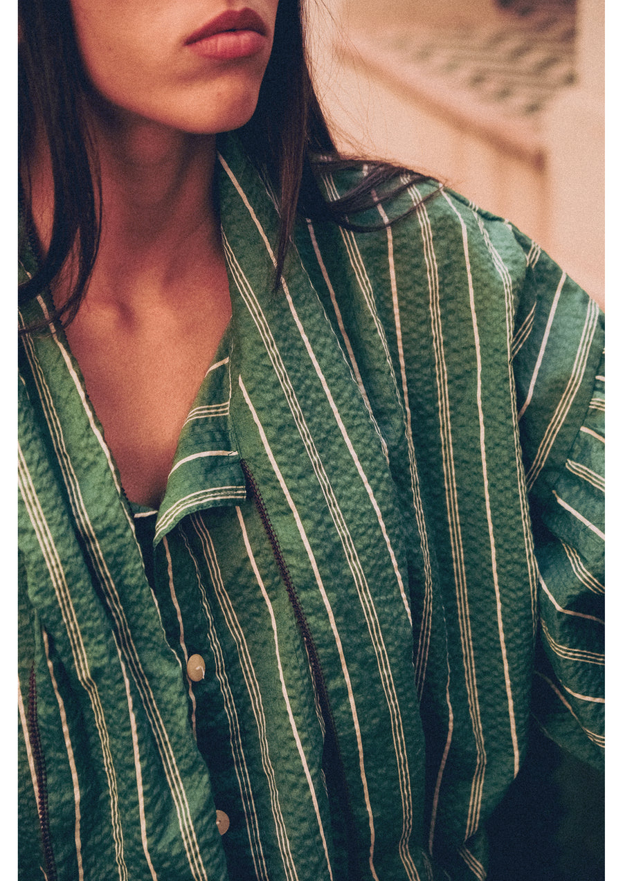 CLARAMONTE DELICE LAVALLIERE BLOUSE IN GREEN