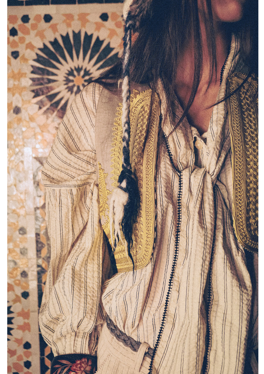 CLARAMONTE DELICE LAVALLIERE BLOUSE IN ECRU