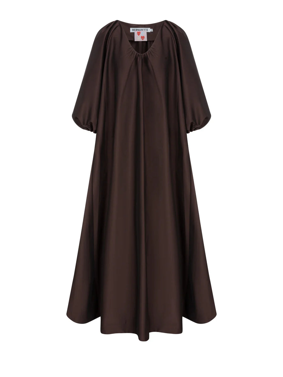 BERNADETTE DRESS GEORGE IN DARK CHOCOLATE BROWN