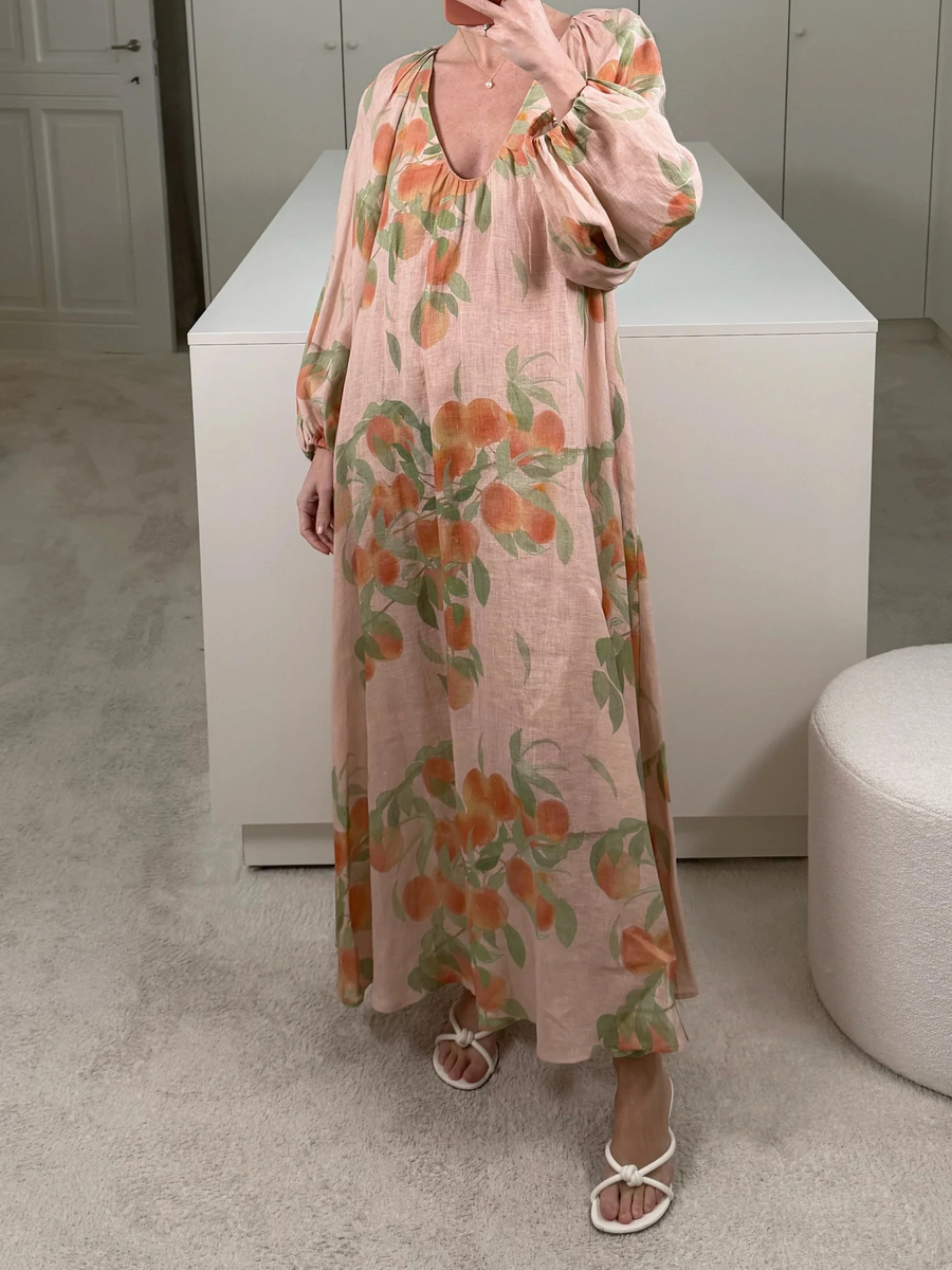 BERNADETTE DRESS GEORGETTE IN PEACHTREE - PEACH