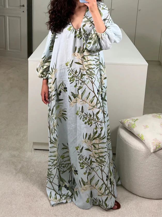 BERNADETTE DRESS GEORGIO IN OLIVE TREE - PALE BLUE