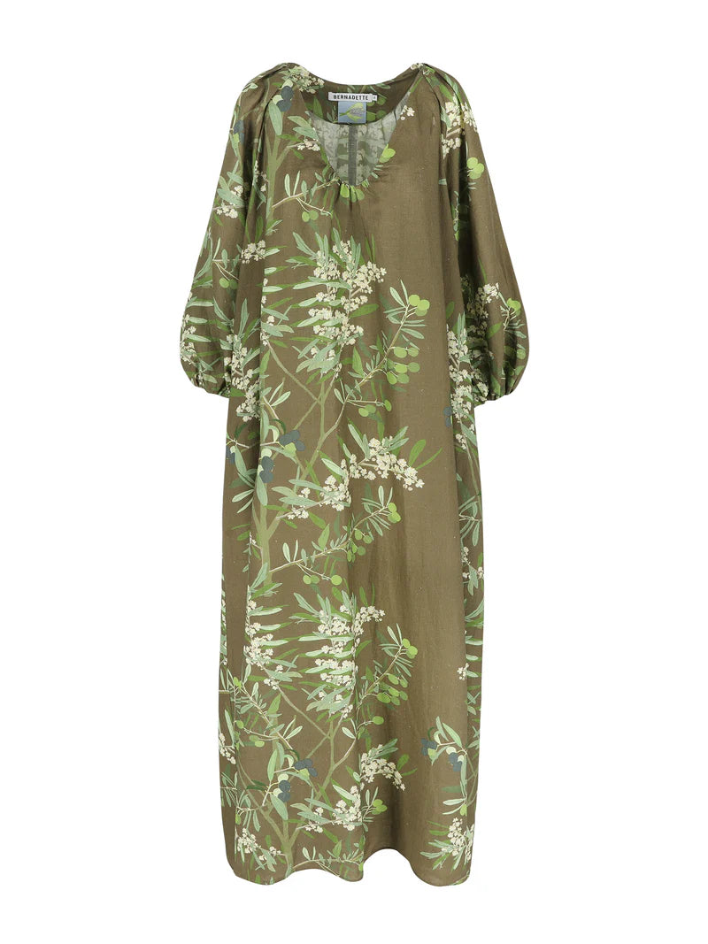 BERNADETTE DRESS GEORGIO IN OLIVE TREE - CHOCOLATE