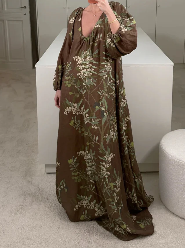 BERNADETTE DRESS GEORGIO IN OLIVE TREE - CHOCOLATE