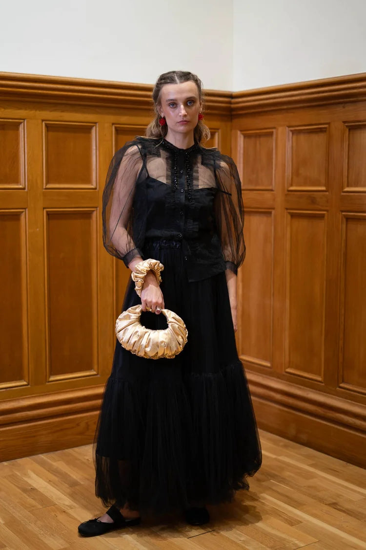 AUGUST NIGHT RUCHE CLUTCH GILDED COTTON