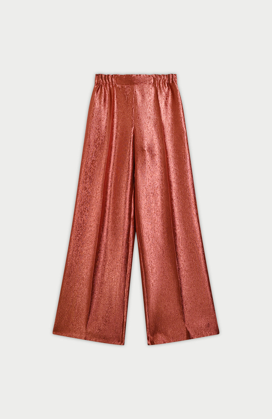 NATAN BLAKE WIDE LEG METALLIC FINISH TROUSERS IN CUIVRE (COPPER)