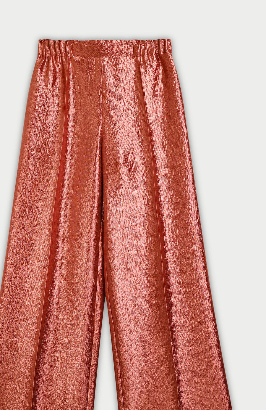 NATAN BLAKE WIDE LEG METALLIC FINISH TROUSERS IN CUIVRE (COPPER)