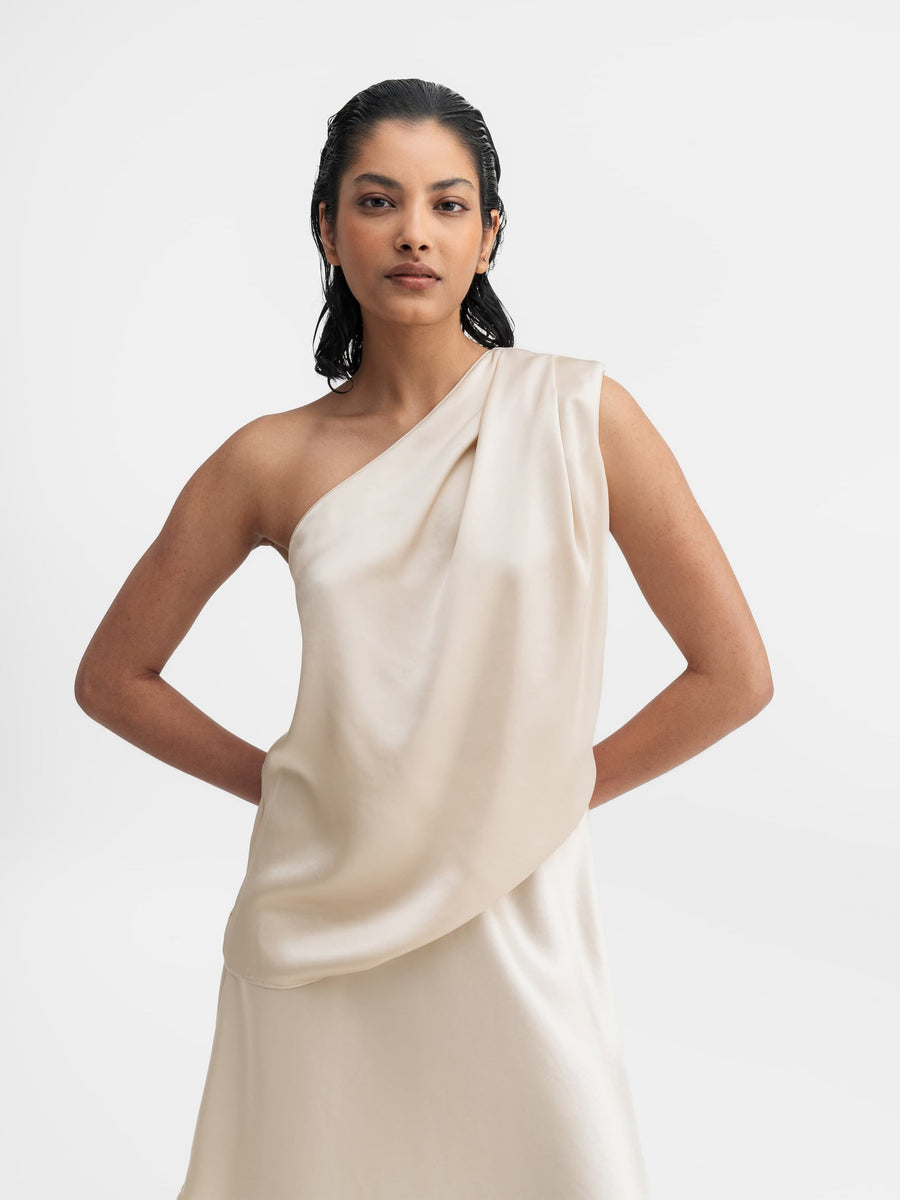 AHLVAR GALLERY ELLE SATIN TANK IN CREAM