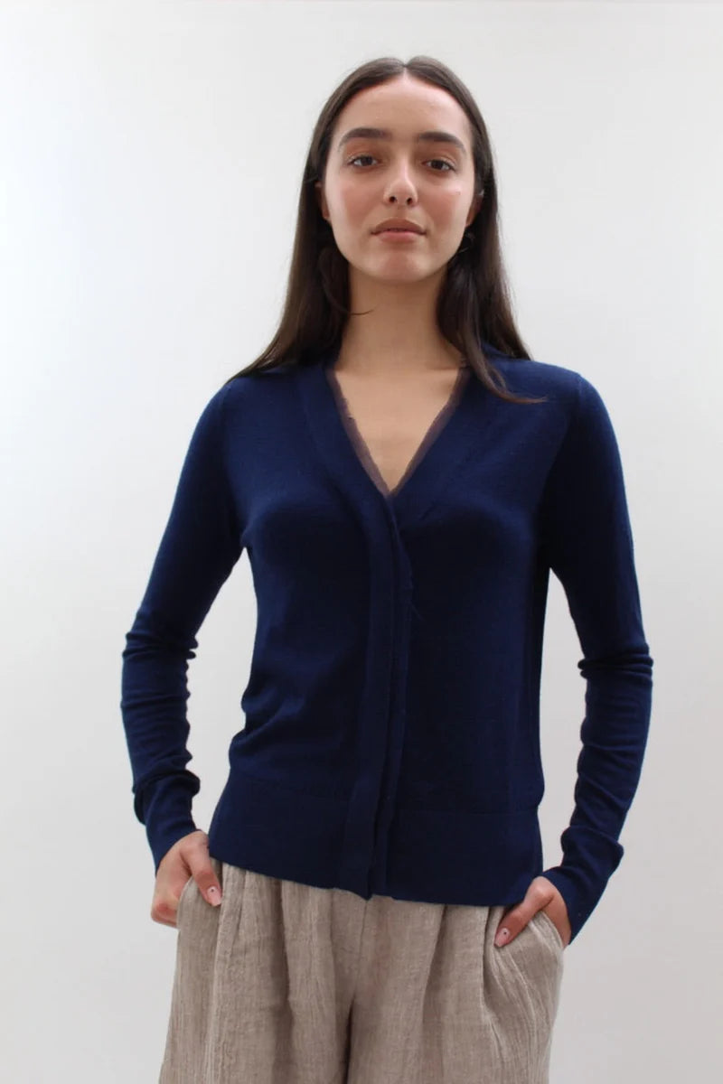 SIAN JACOBS MOBY CARDIGAN IN DARK NAVY