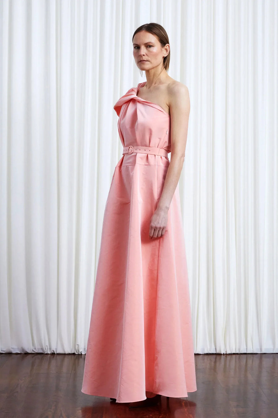 PALMER HARDING WORRIES FADE DRESS IN PINK TAFFETA