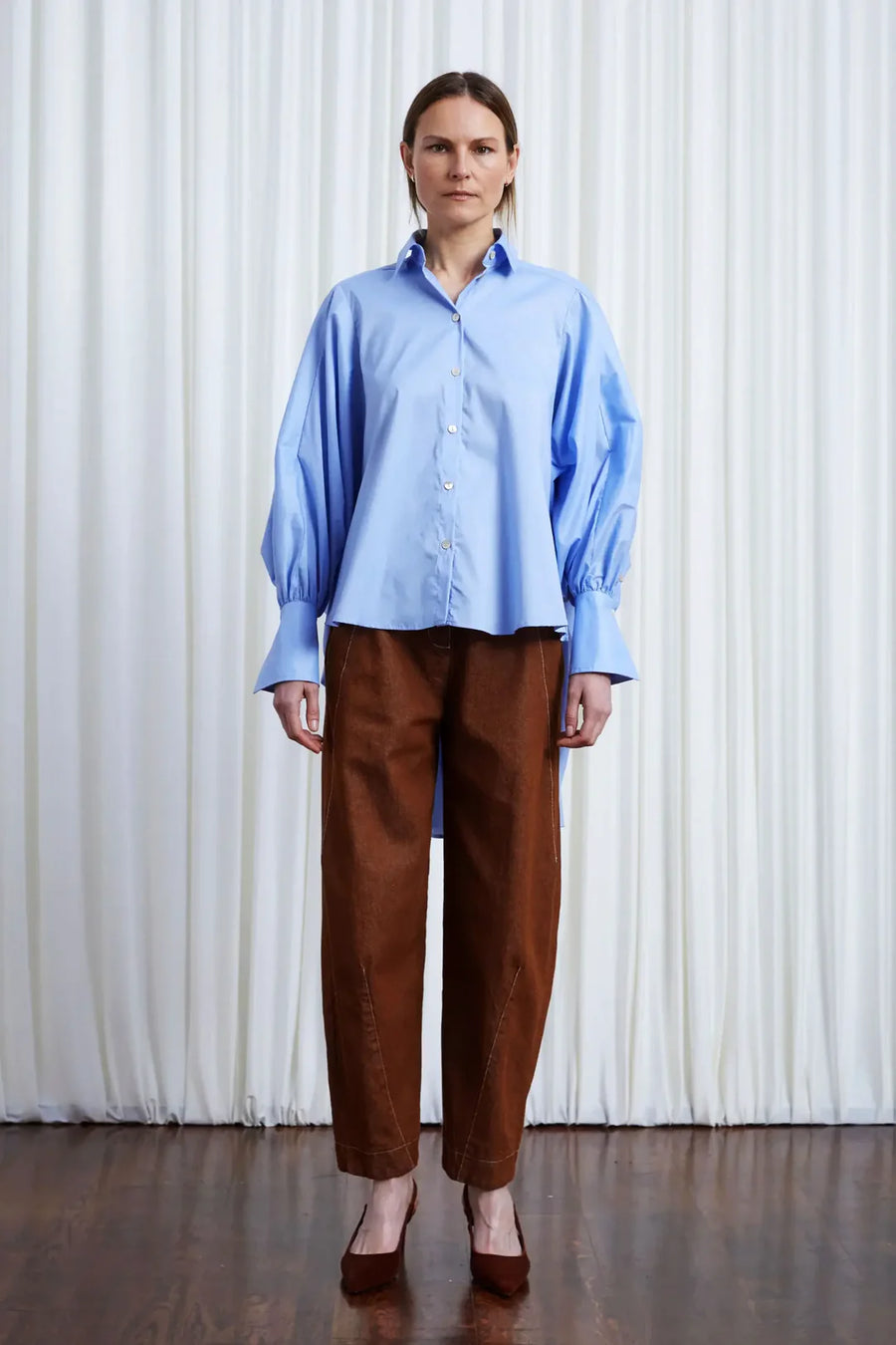 PALMER HARDING COMFORT FOUND SHIRT IN BLUE COTTON POPLIN