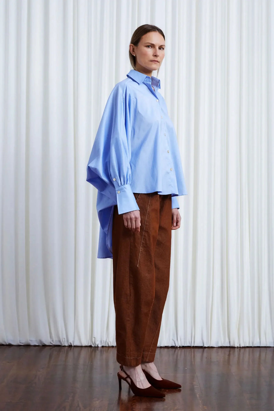 PALMER HARDING COMFORT FOUND SHIRT IN BLUE COTTON POPLIN