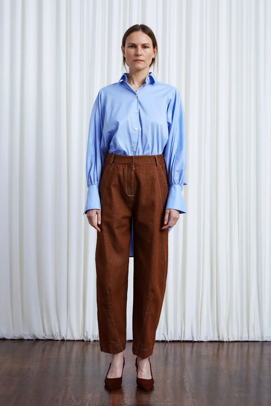 PALMER HARDING COMFORT FOUND SHIRT IN BLUE COTTON POPLIN