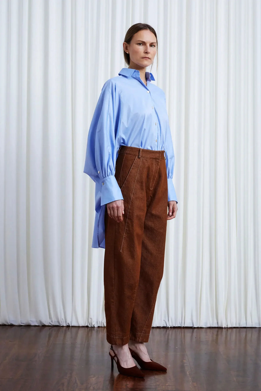 PALMER HARDING COMFORT FOUND SHIRT IN BLUE COTTON POPLIN