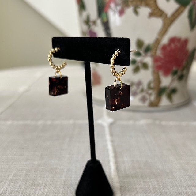 RESERVED BY RUTH MILA EARRINGS - SQUARE BROWN