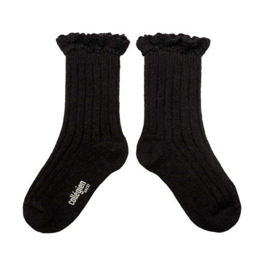 COLLEGIEN HERMINE SOCKS IN NOIR DE CHARBON