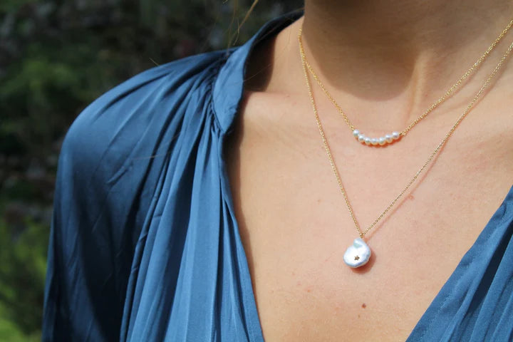 MARY K GOLD ROW OF PEARLS NECKLACE