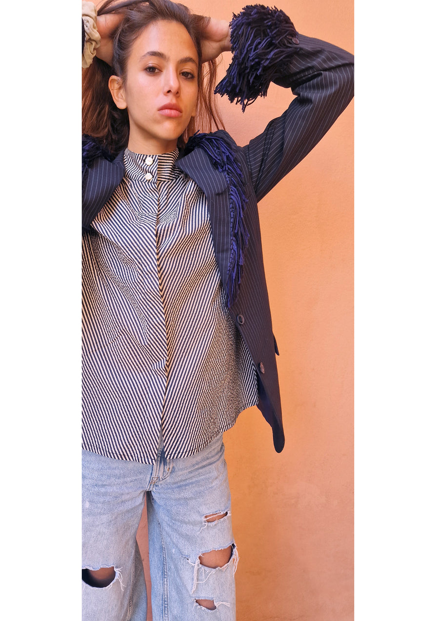 CLARAMONTE INUIT JACKET IN NAVY STRIPES