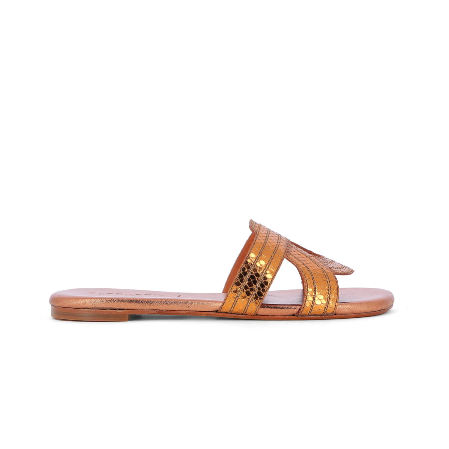 CLERGERIE IVORY SANDALS IN SNAKE METALLIC EFFECT