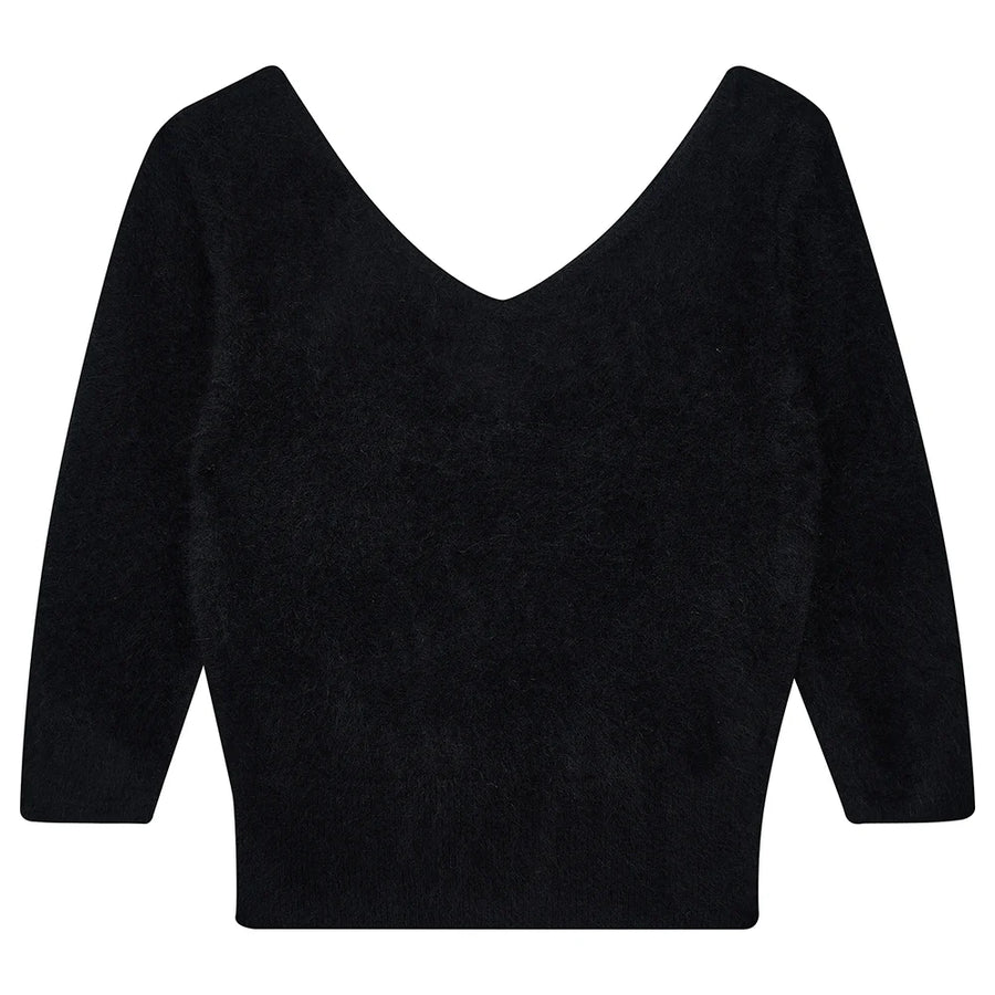 JUMPER 1234 BRUSHED VEE IN BLACK