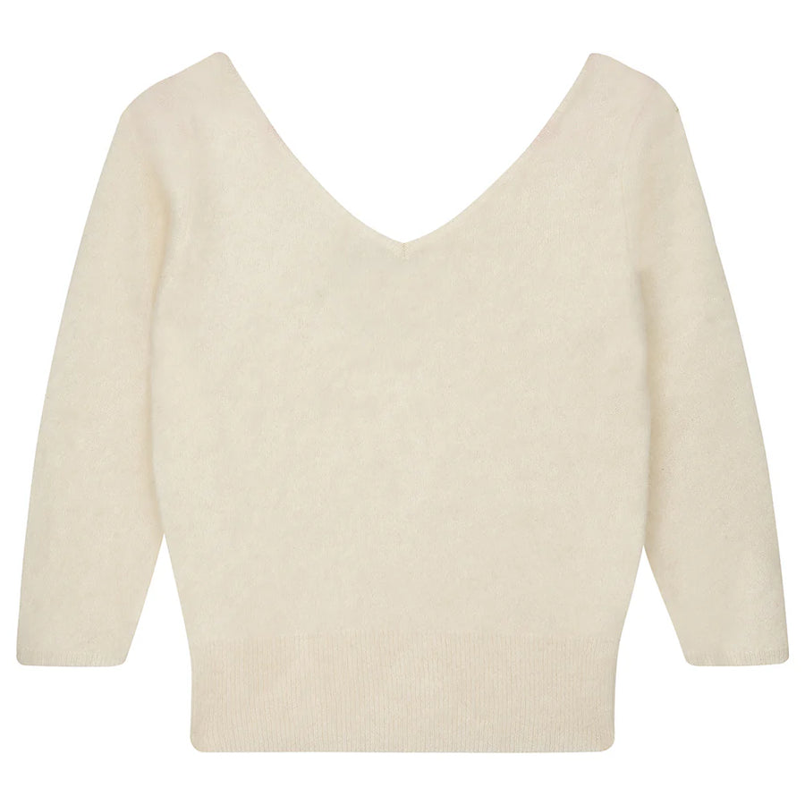 JUMPER 1234 BRUSHED VEE IN CREAM