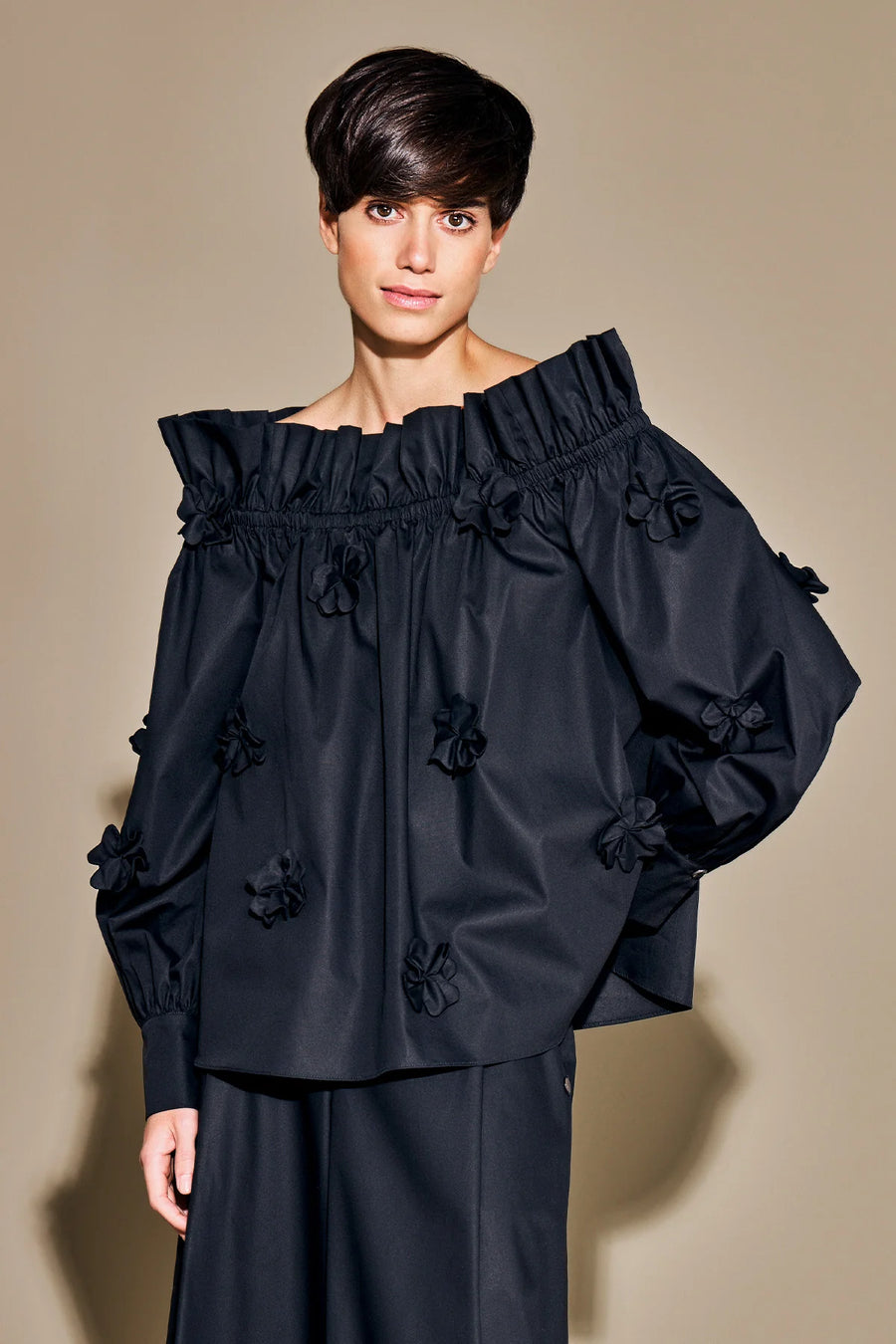 ARMARGENTUM KARA BLOUSE IN NITRIUM BLACK