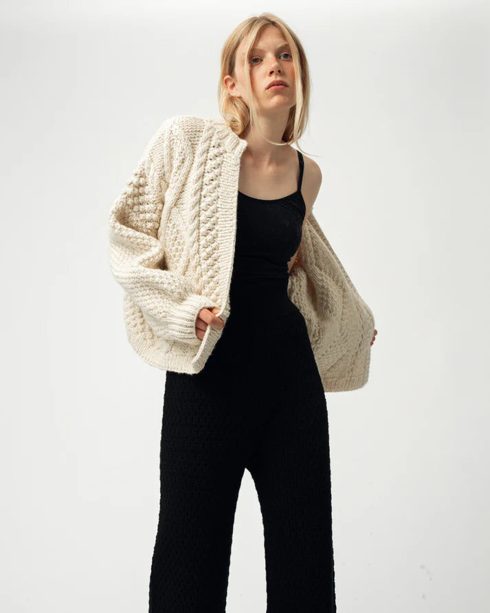 MR MITTENS CHUNKY KNIT OPEN CARDIGAN IN CREAM