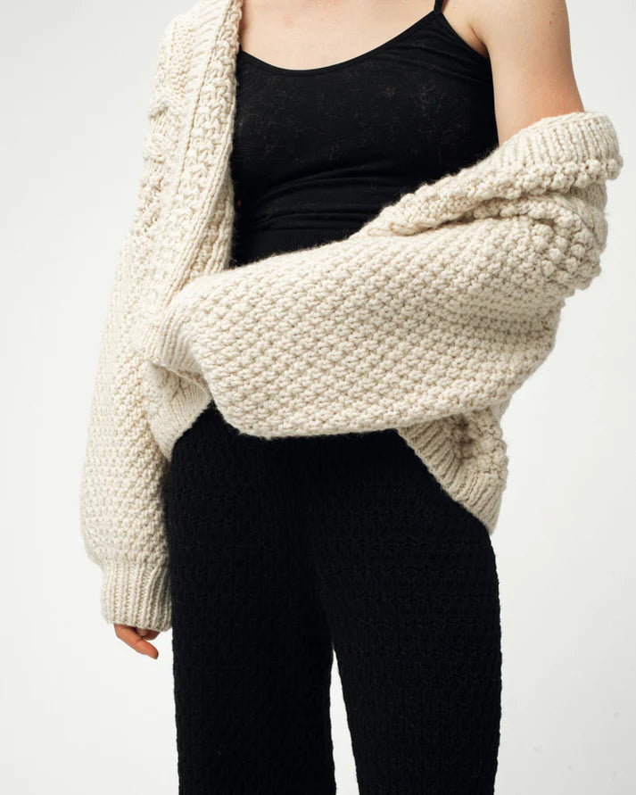 MR MITTENS CHUNKY KNIT OPEN CARDIGAN IN CREAM