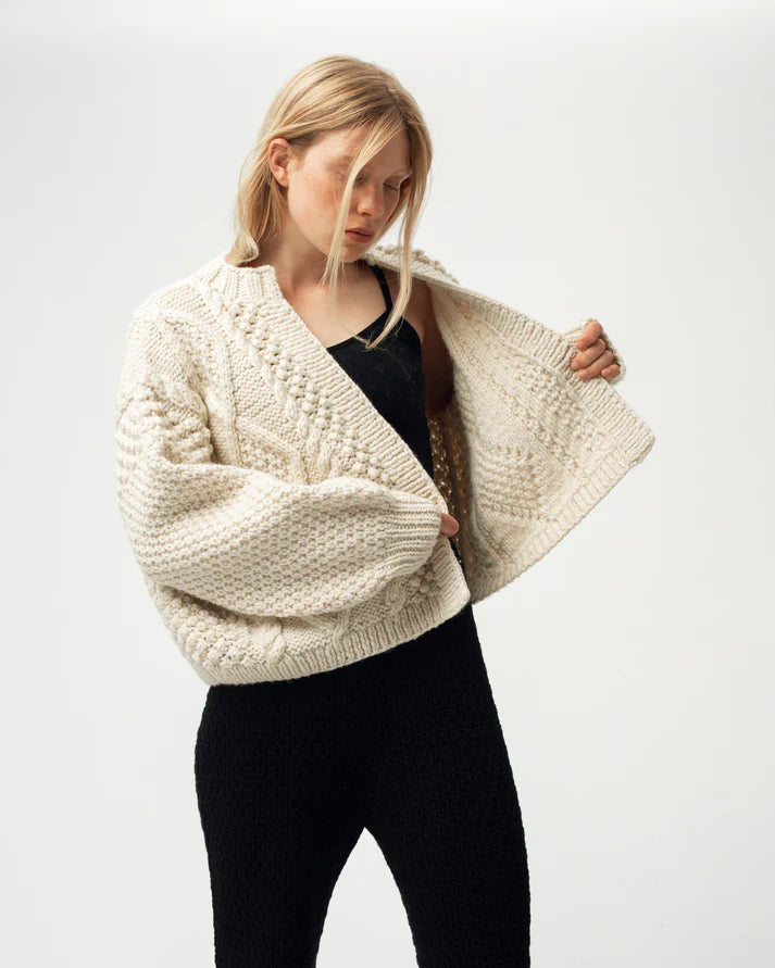 MR MITTENS CHUNKY KNIT OPEN CARDIGAN IN CREAM