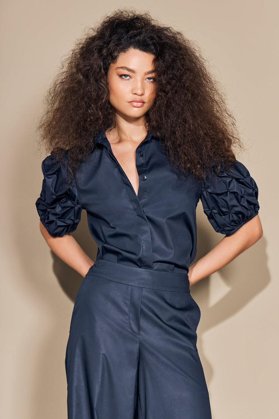 ARMARGENTUM LALITA BLOUSE IN DARK SAPPHIRE