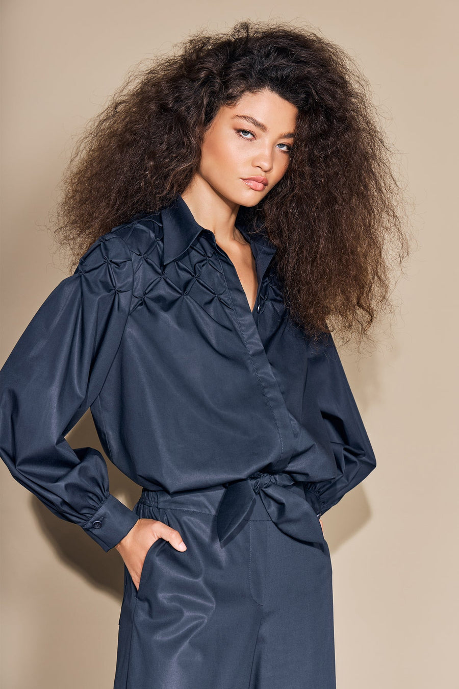 ARMARGENTUM LINETTE BLOUSE IN DARK SAPPHIRE