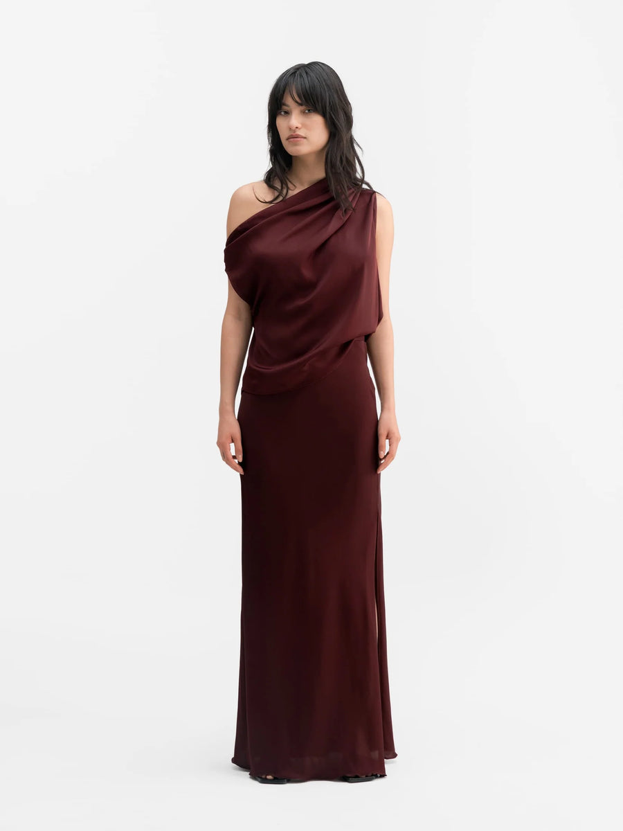 AHLVAR GALLERY LANA SILK TANK IN BURGANDY