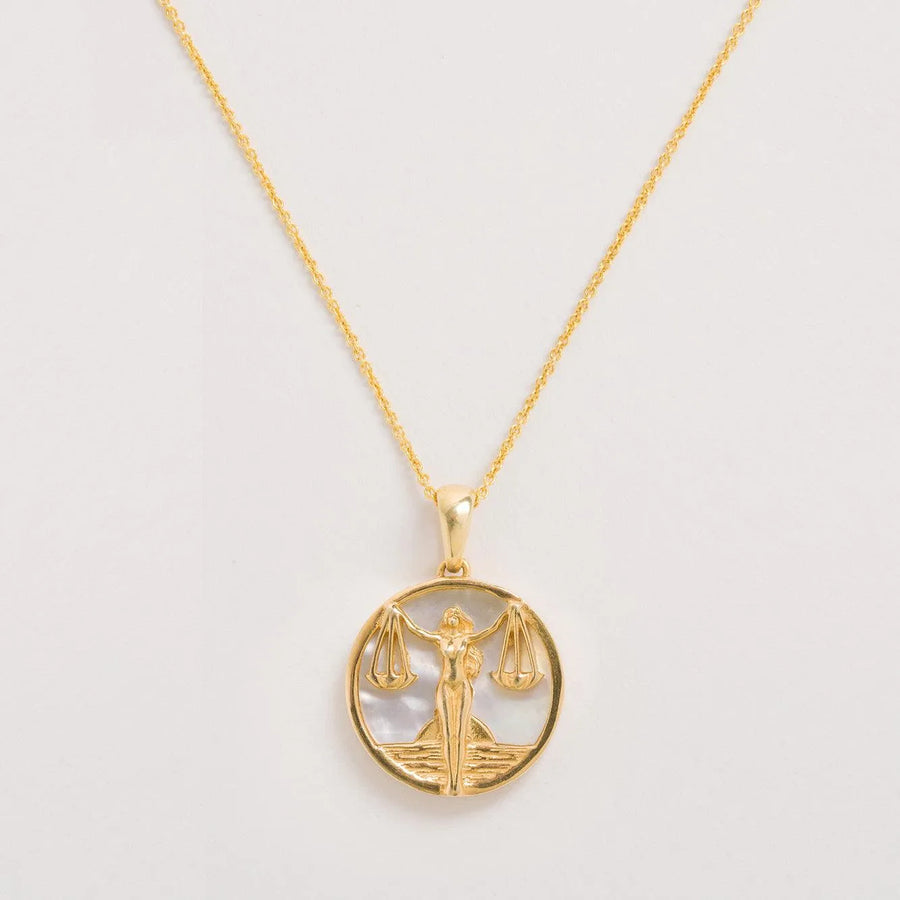 FREYA ROSE LIBRA, GOLD ZODIAC NECKLACE