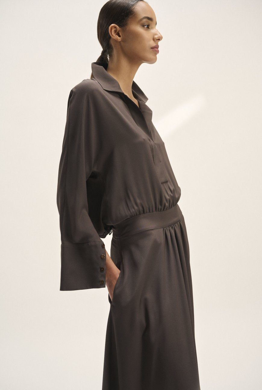 NATAN DELICA DRESS IN CHOCOLAT