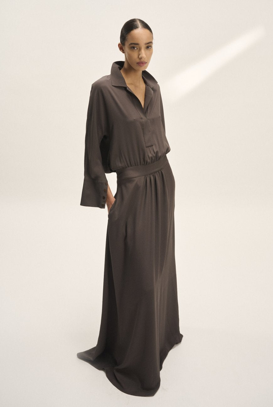 NATAN DELICA DRESS IN CHOCOLAT