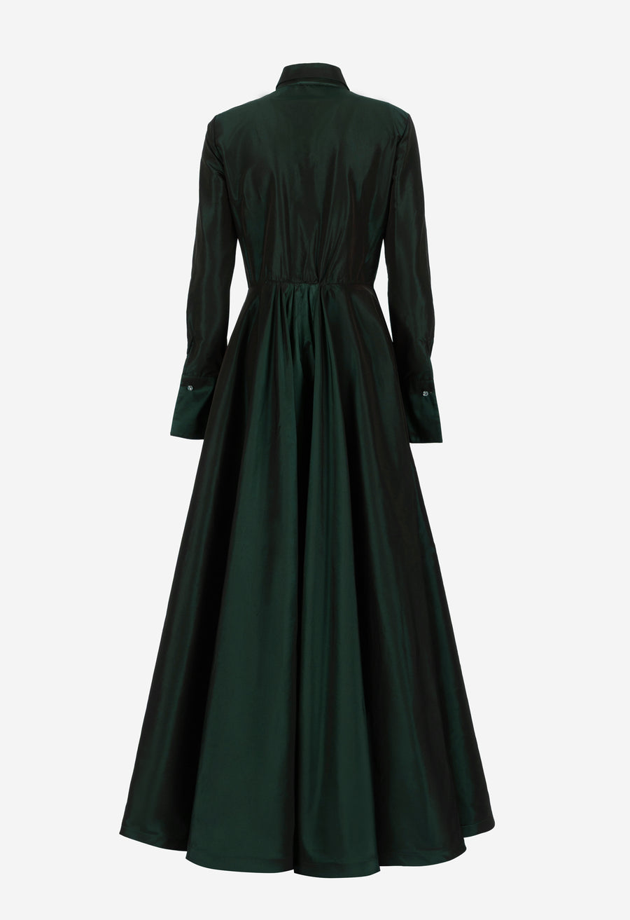 SARA ROKA MARIASOLE LONG GOWN IN IRIDESCENT GREEN