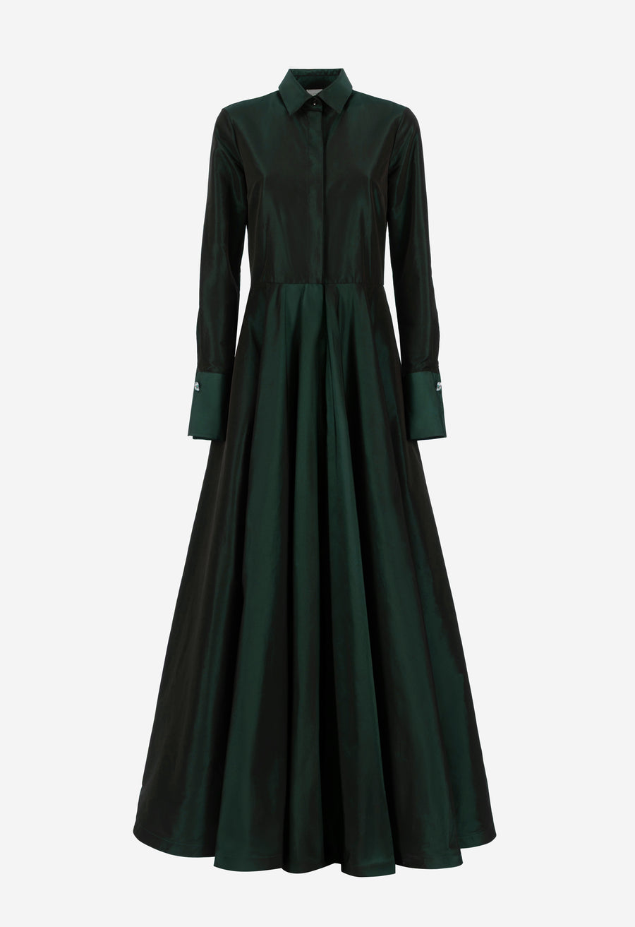 SARA ROKA MARIASOLE LONG GOWN IN IRIDESCENT GREEN