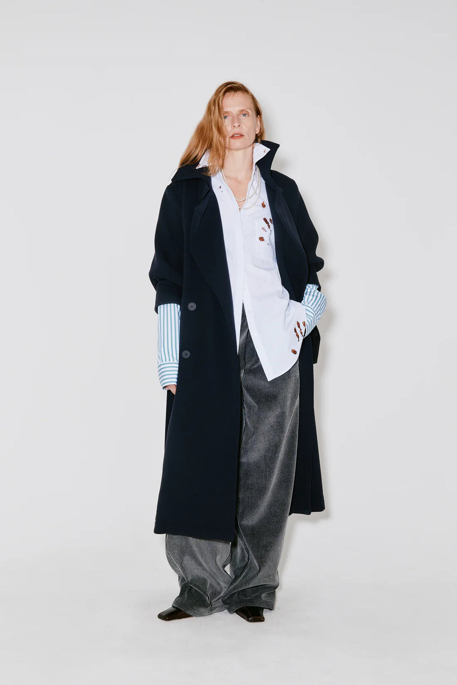 FAÇON JACMIN MOSS COAT IN DARK BLUE